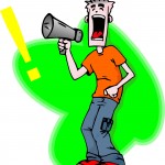 man with megaphone yelling